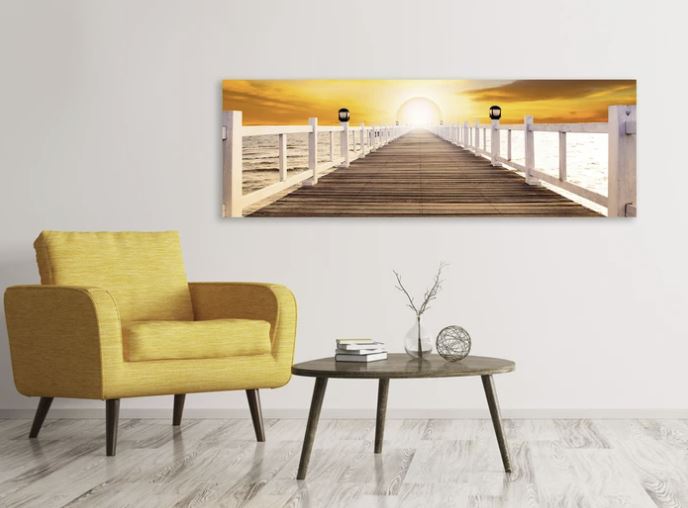 Sonnenaufgang Phantasiebrücke auf Panorama Leinwand