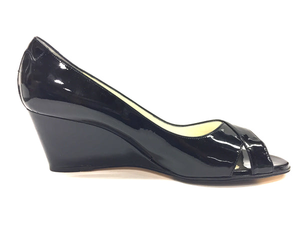 black patent wedge heel shoes