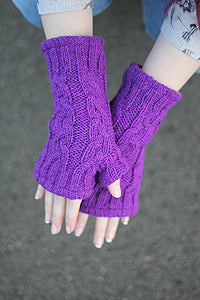 purple kitted wool handwarmers