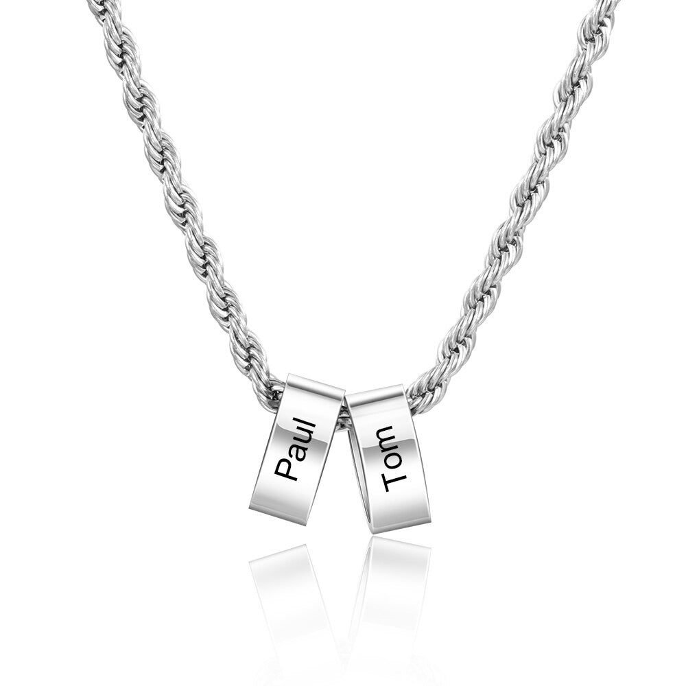 Personalized Engraved 2 Names Necklaces For Men Florence Scovel 