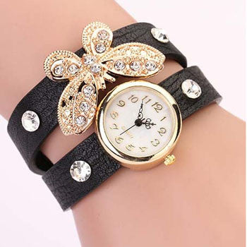 BUTTERFLY DIAMOND LEATHER WATCH  was $59.00 today only $19.99 (Black Friday)