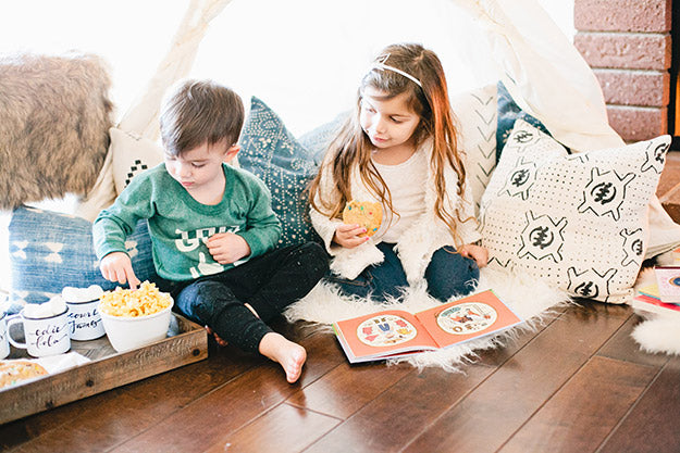 Cozy play date with teepee and snacks