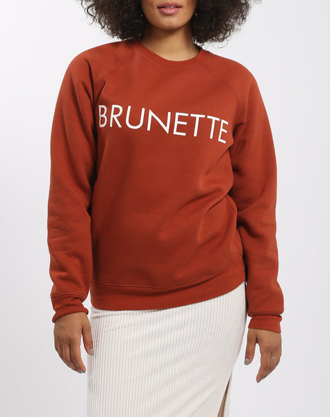 brunette sweatshirt