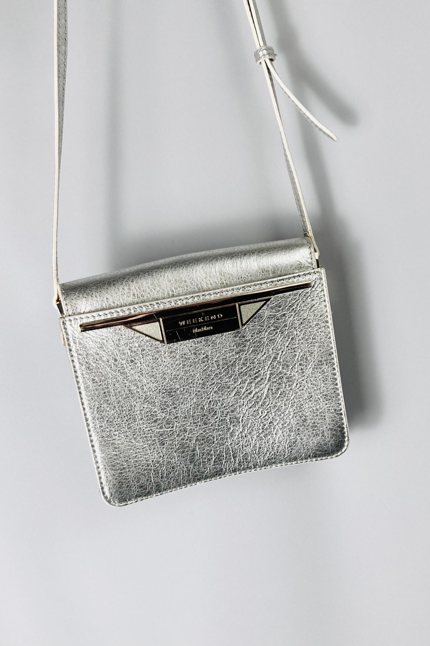 MAXMARA ezüst bőr kis táska (17*15*4cm, Bőr)