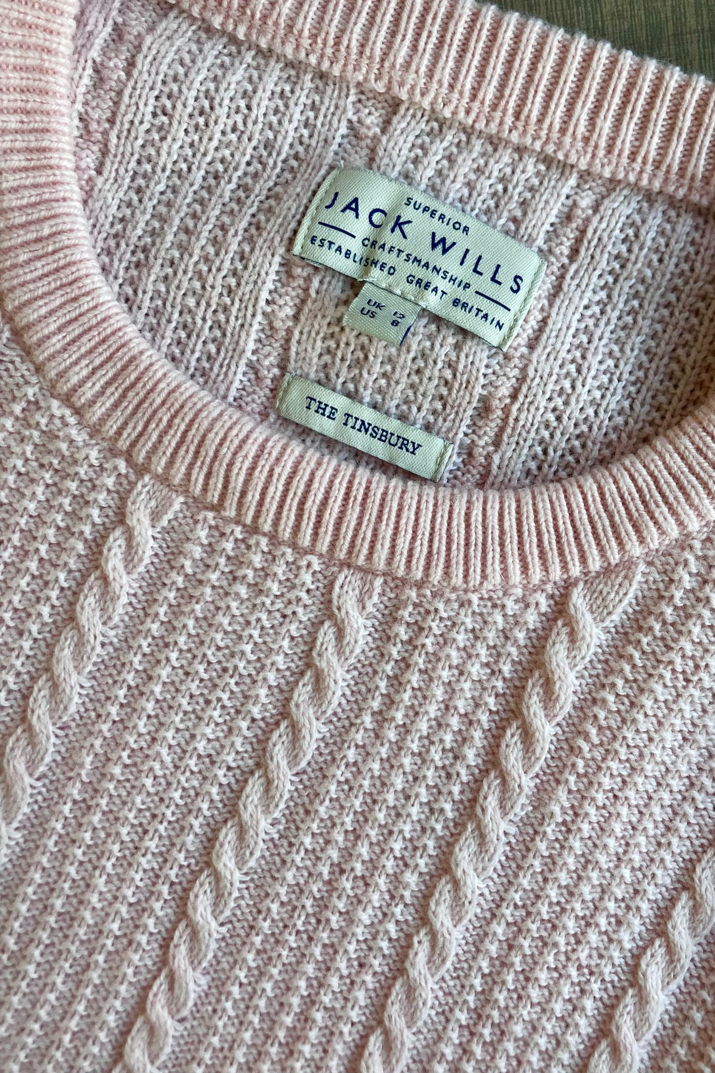 Világosrózsaszín gyapjúkeverék unisex pulóver (38/40, Jack Willis)