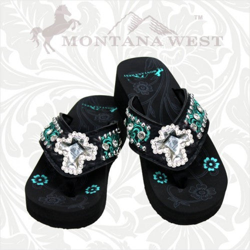 Montana West Cross Concho Flip Flops â€“ All Things Country