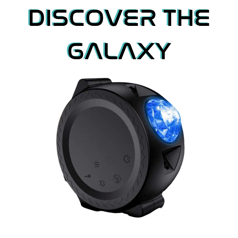 Galaxy projector in black matte finish with green led