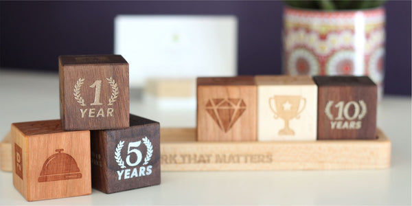 Branded Desktop Blocks employee anniversary gift Smiling Tree Gifts