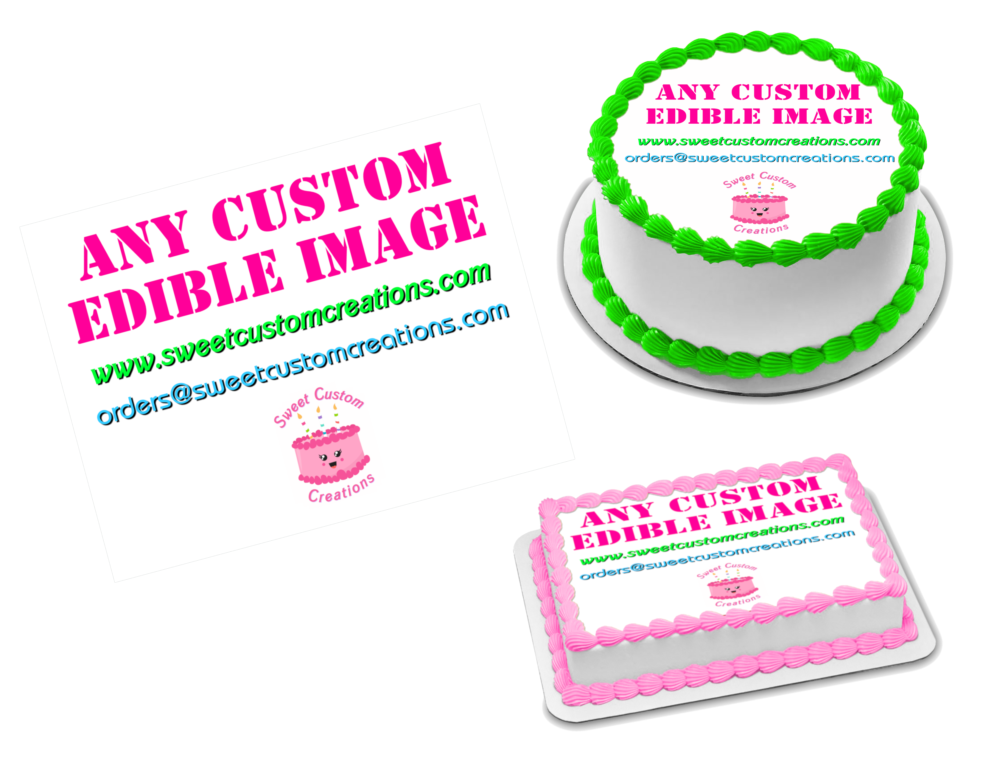 Your own photo redesigned Custom Designed Edible frosting sugar Cake Toppers 