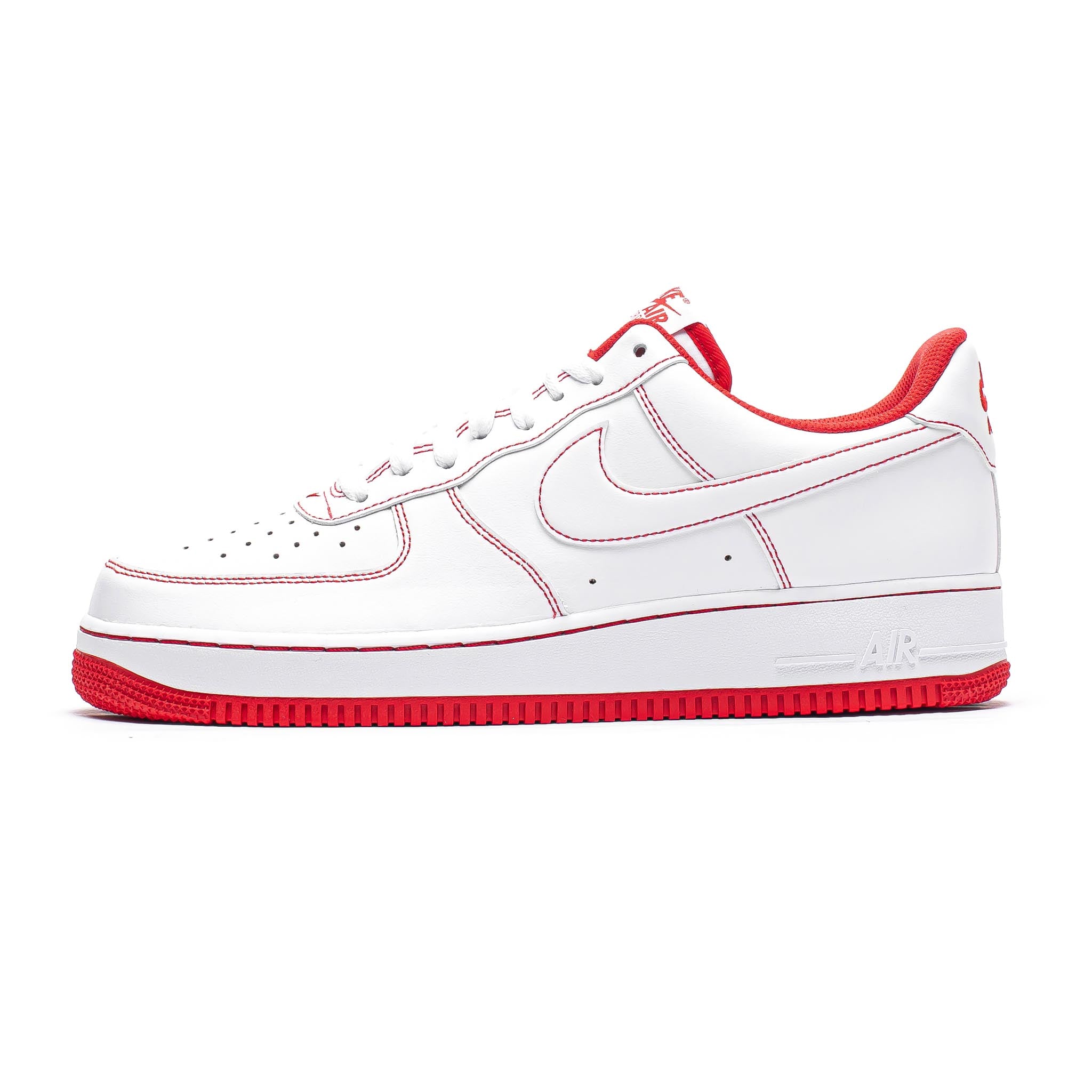 white air force with red stitching