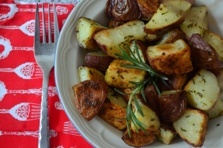 Roasted potatoes with herbs, paired with New Jersey Chardonnay