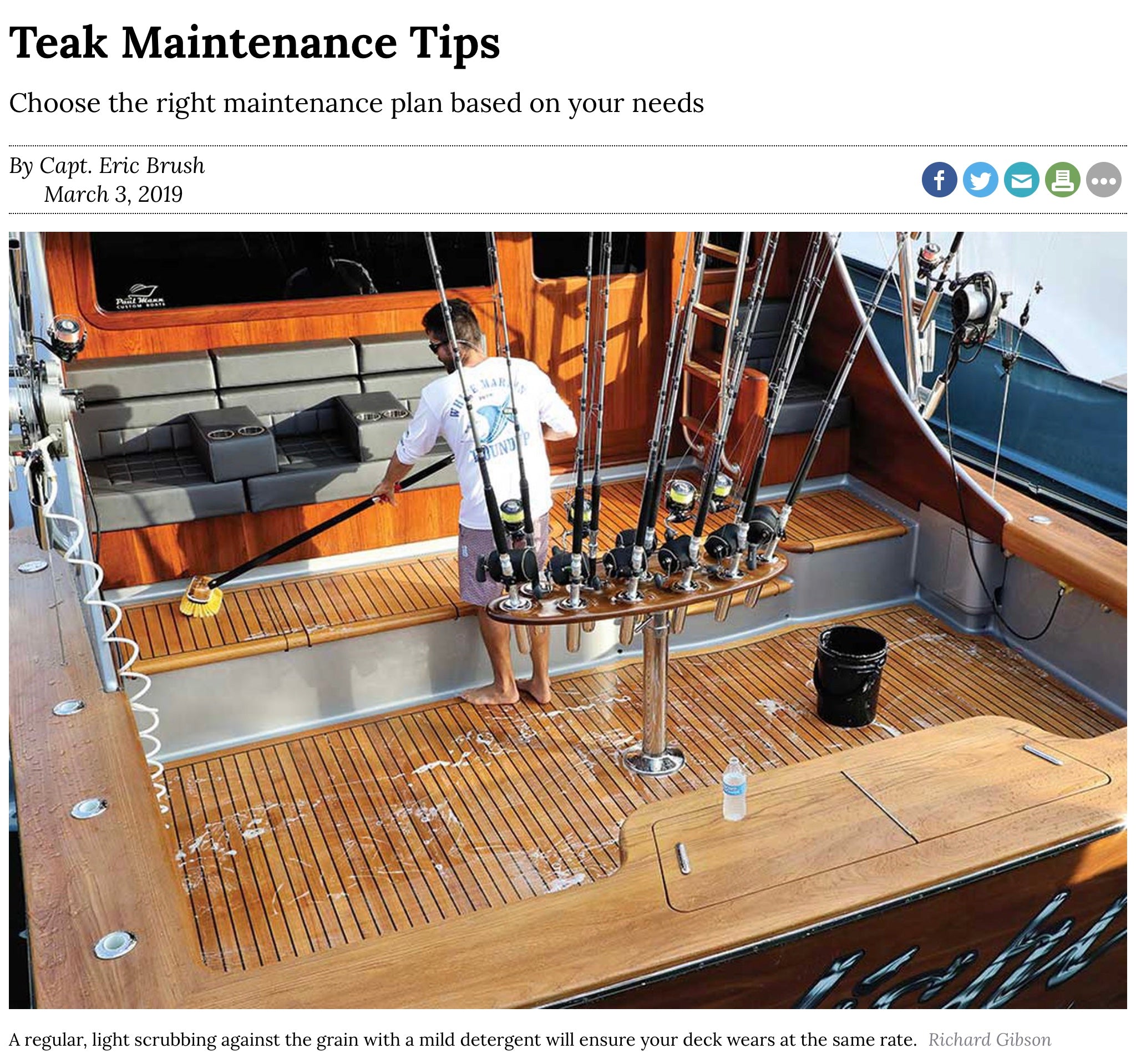 Maintaining teak on a sportfish boat