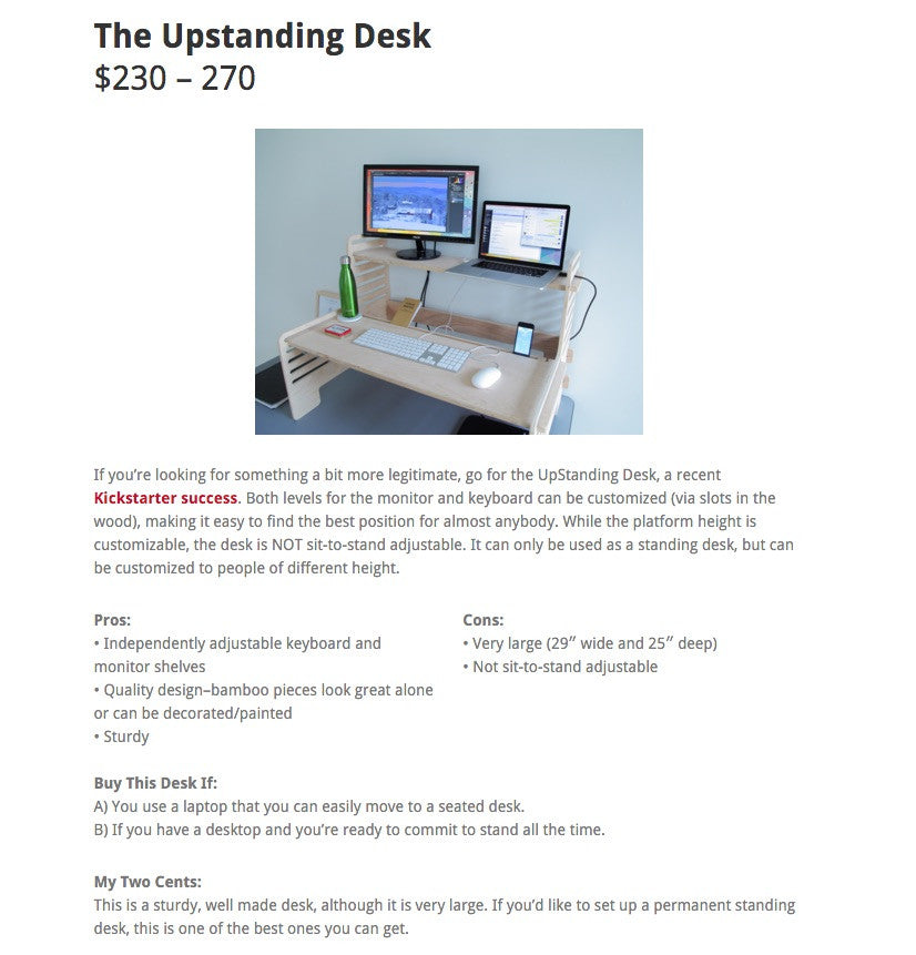 Review Fityourspace The Upstanding Desk