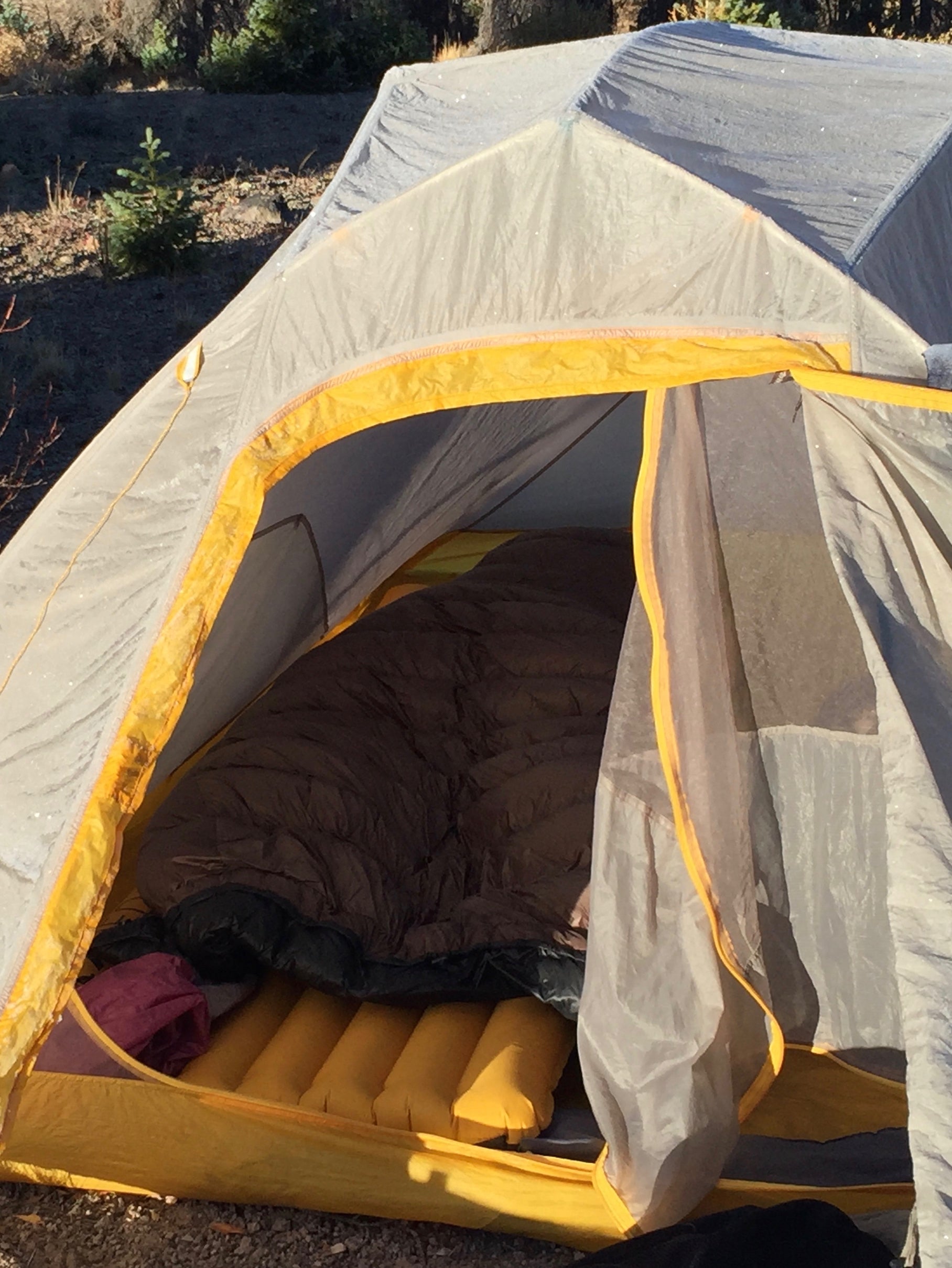 Katabatic Quilt with sleeping pad in tent