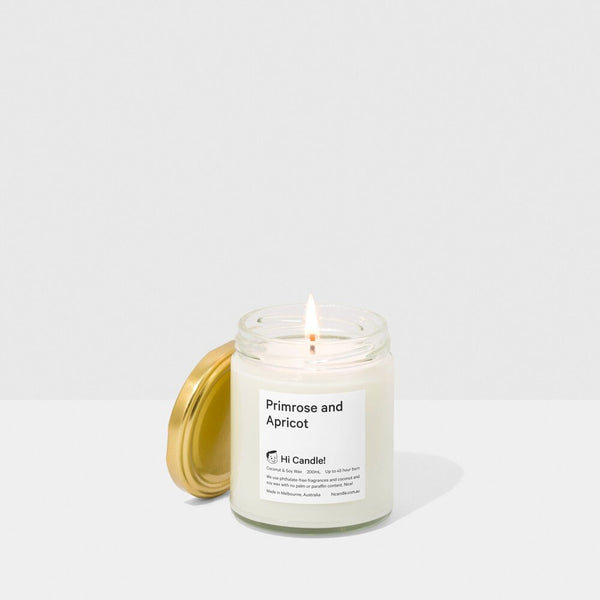 Hi Candle! Coconut + Soy Candle Primrose + Apricot