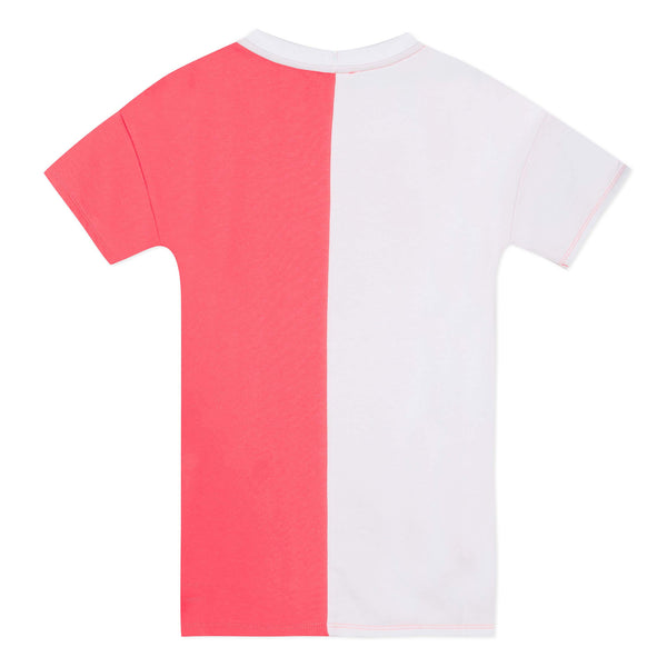 pink and white t shirt dress