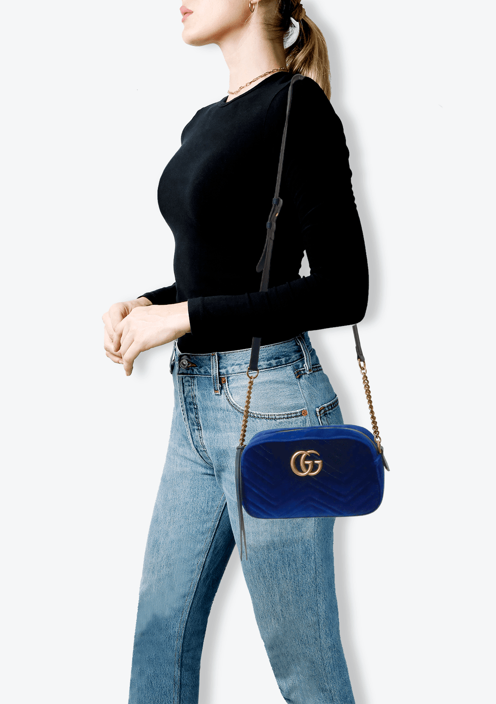 gucci marmont velvet small shoulder bolsa