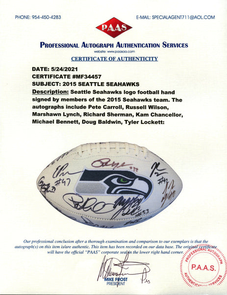 Russell Wilson Autographed White Logo Football Seattle Seahawks