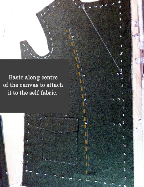 baste along centre of canvas