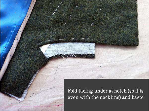 fold under and baste