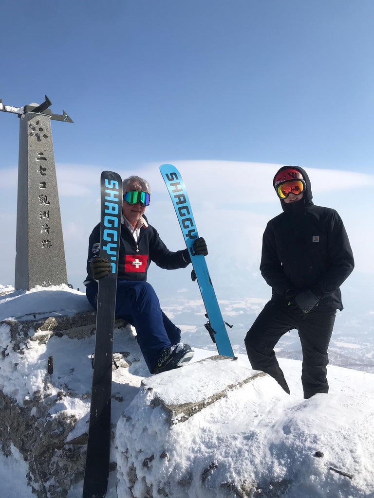 Hiking with skis to Niseko summit shrine