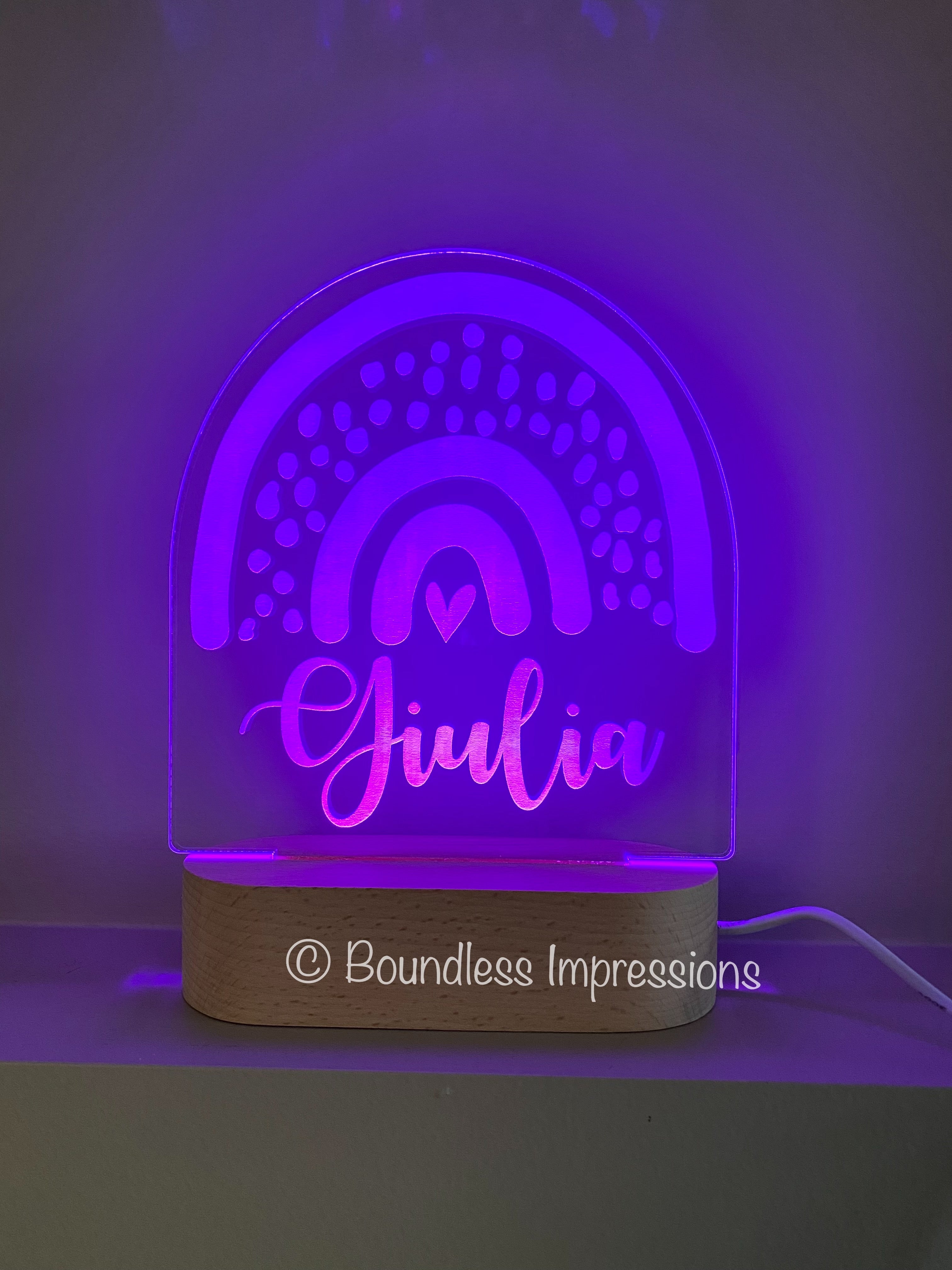 personalised rainbow night light