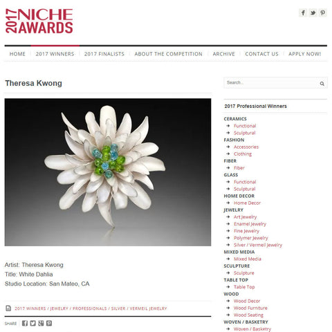 Theresa Kwong 2017 Niche Awards Winner in Silver Category