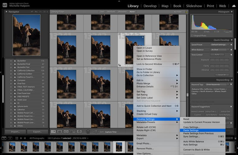 How to copy and paste edits in Lightroom 