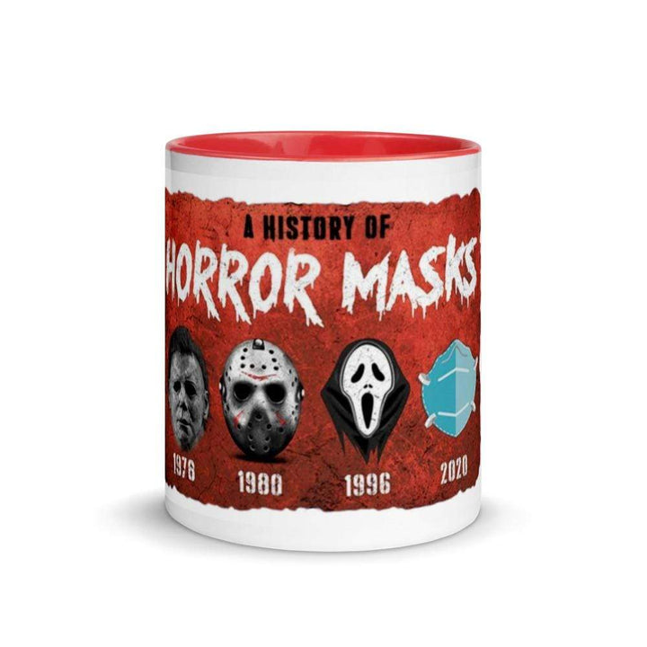 Survived Corona A History of Horror Masks - Tasse mit farbiger Innenseite