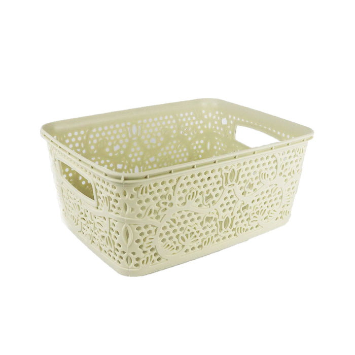 Midi rattan tároló, 4L, csipke mintás, drapp