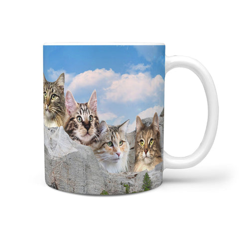 Lovely Norwegian Forest Cat On Mount Rushmore Print 360 Mug