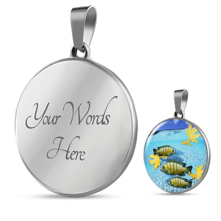 Afra Cichlid Fish Print Luxury Circle Charm Necklace