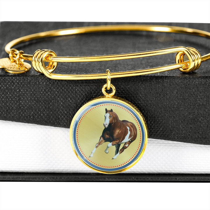 American Paint Horse Print Circle Pendant Luxury Bangle