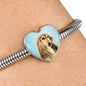 Afghan Hound Dog Print Heart Charm Steel Bracelet