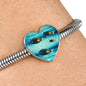 Achilles Tang Fish Print Heart Charm Steel Bracelet