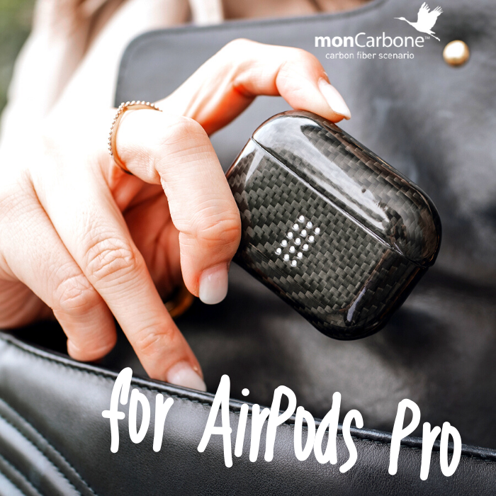 monCarbone AirPoksPro ケース DuPont™ケブラー®を使用　本物のカーボンケース　マットorグロス　ワイヤレス充電対応　 薄さ0.6mmで軽い モンカーボン