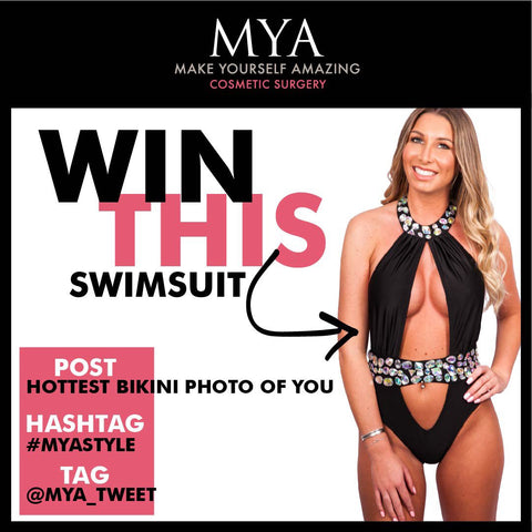 mya, cosmetic surgery, competition, monkini, swimwear, swimsuit, bikini, black, jewelled, win, featured, tv, advert, mirror image