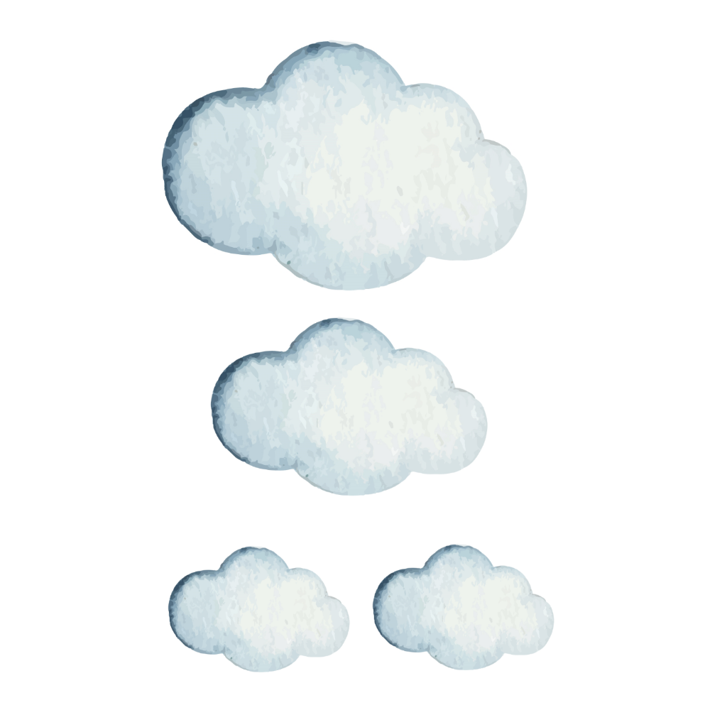 waarom niet huid Laatste Waterverf - Wolken Muursticker – Pompelmoes Kids