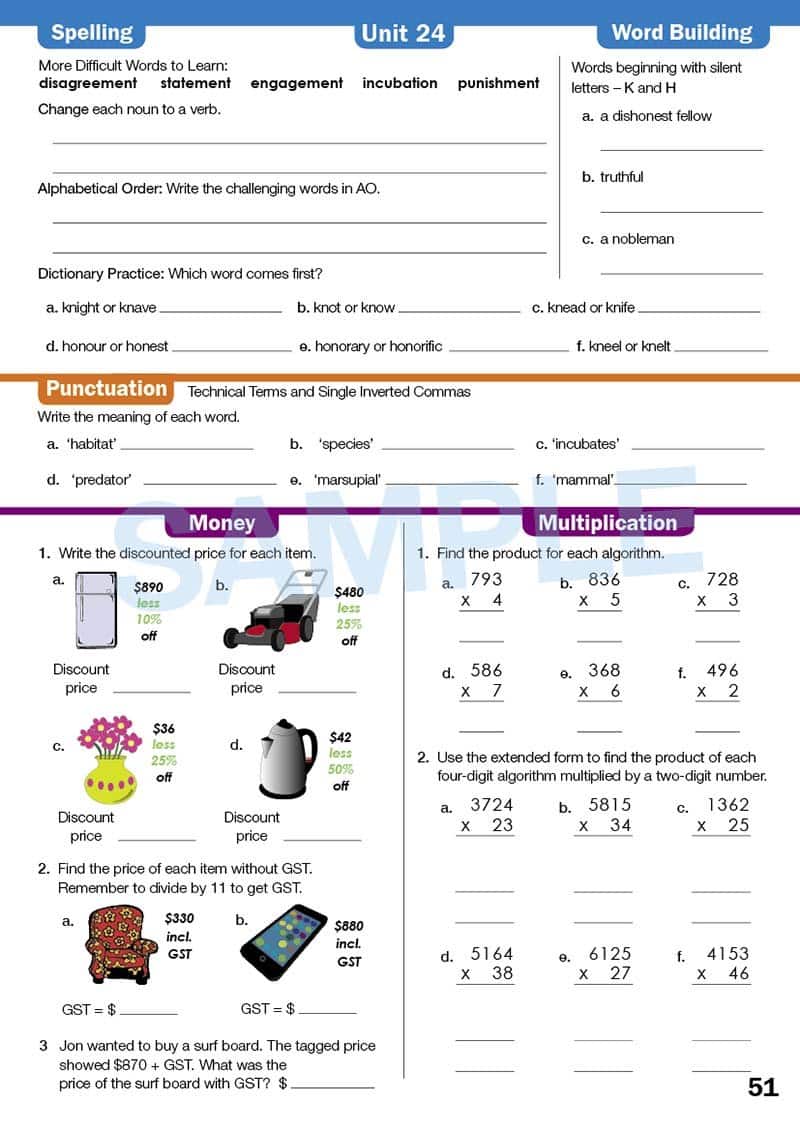 Year 6 Education Book Pack Contents Image