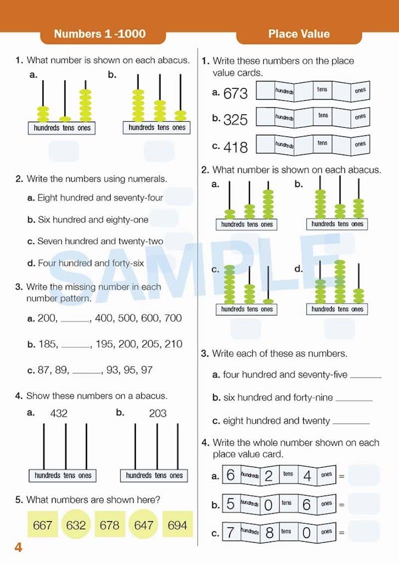 Grade 3 Maths Packs Contents Image