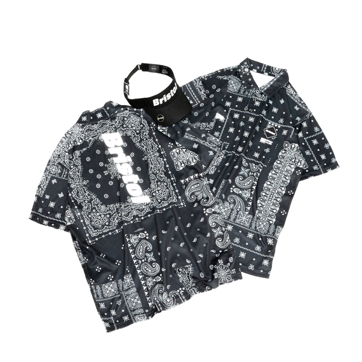 Lサイズ MOCK NECK TEE FCRB PAISLEY BLACK オンラインストア入荷