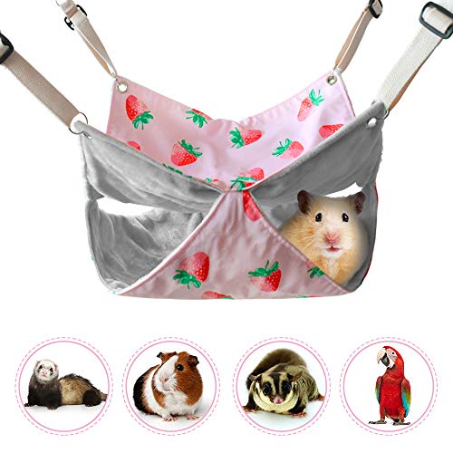 Bunkbed Hammock Toy for Ferret Hamster Parrot Rat Guinea-Pig Mice Chinchilla Flying Squirrel Sleep Nap Sack Cage Swinging Bed Hideout Barley Ears Pet Small Animal Hanging Hammock 