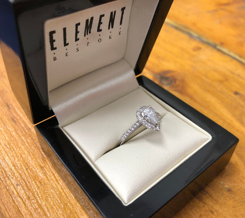 Bespoke Pear Diamond Halo Engagement Ring