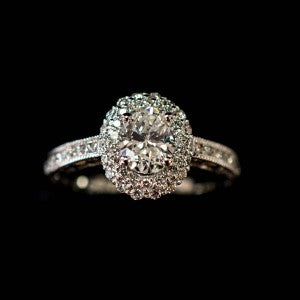 platinum oval diamond halo engagement ring