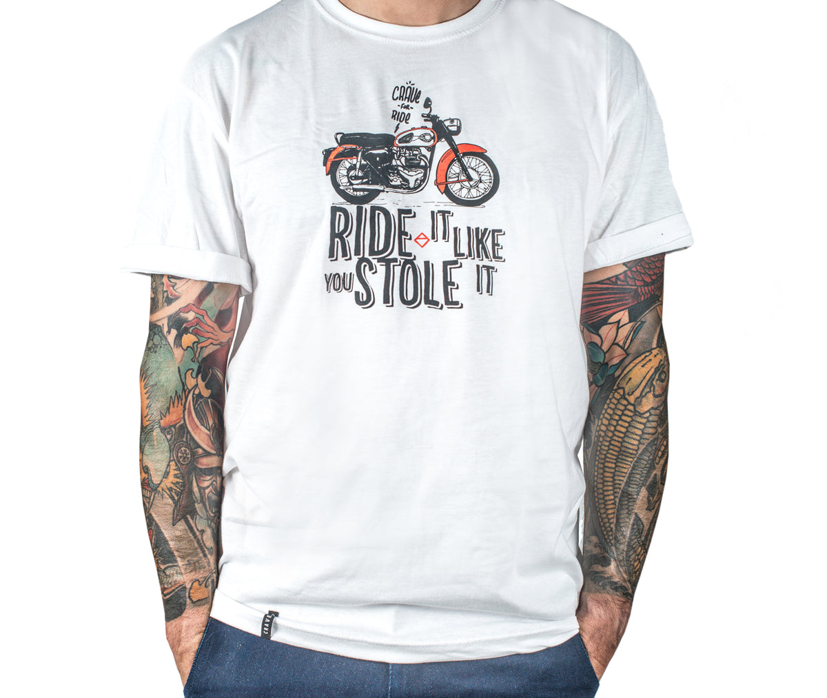 T Shirt Ride It Like You Stole It White By Crave