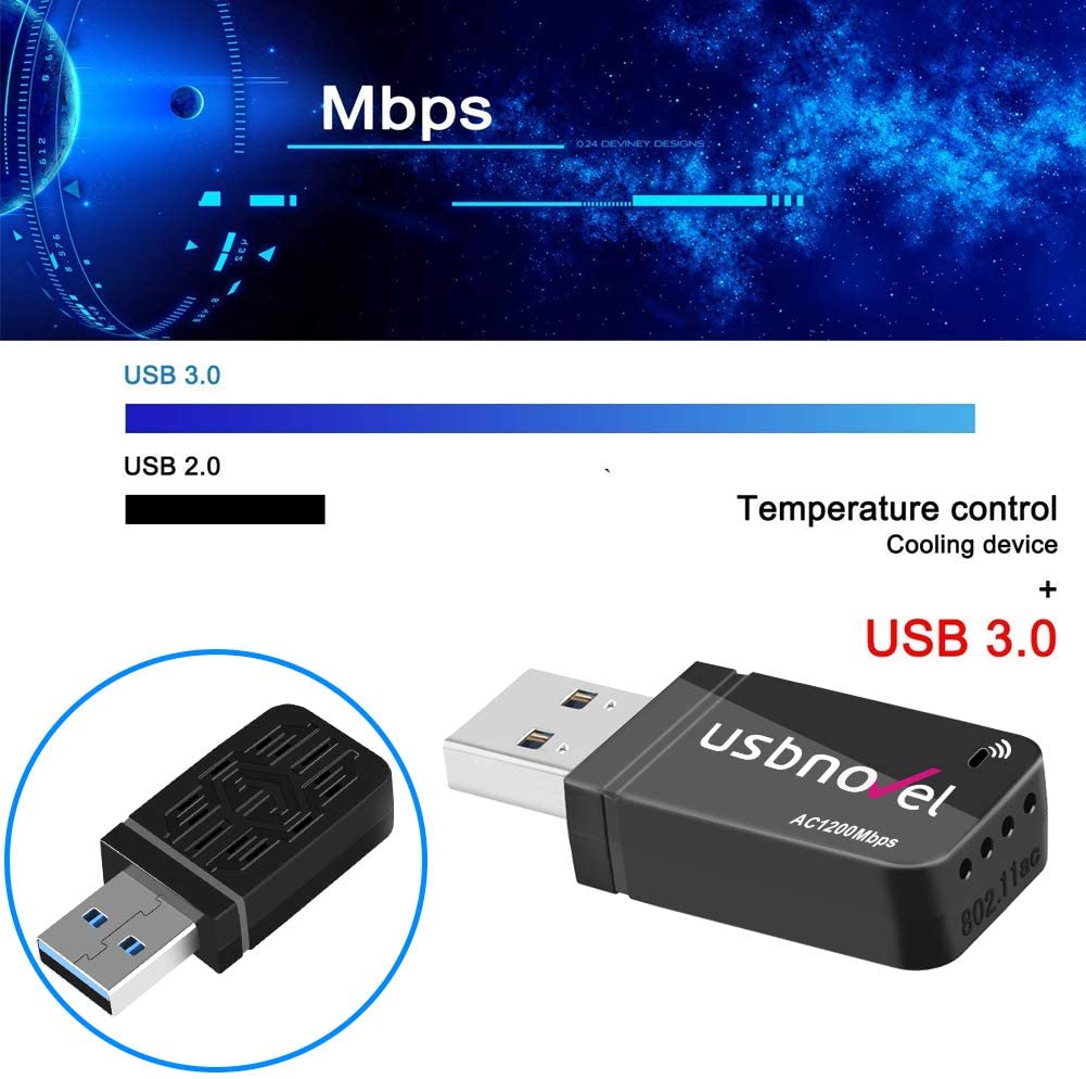 Mac OS 10.6-10.14 New USB WiFi Adapter-1200Mbps USB 3.0 Wireless Network WiFi Dongle with Dual Antenna for PC/Desktop/Laptop/Mac,Dual Band 2.4G/5G 802.11 ac,Support Windows 10/8/8.1/7/Vista/XP/2000 
