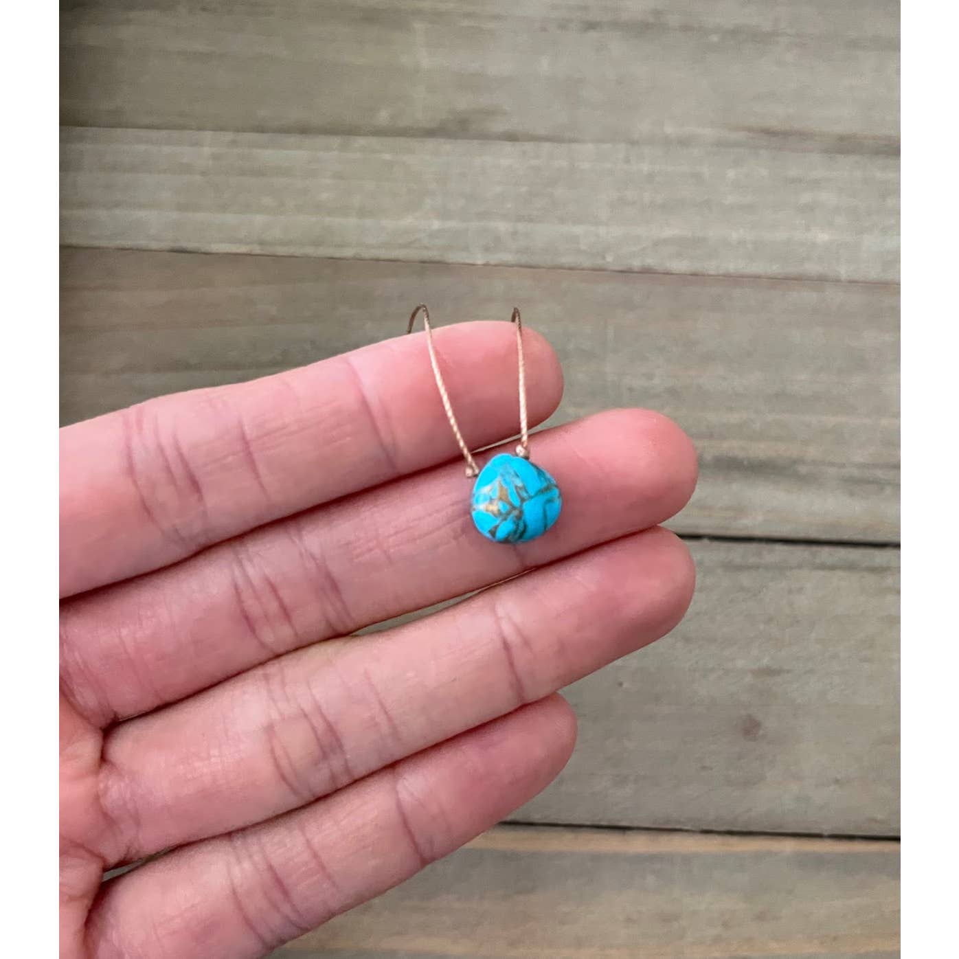 Copper Turquoise Teardrop Cord Necklace