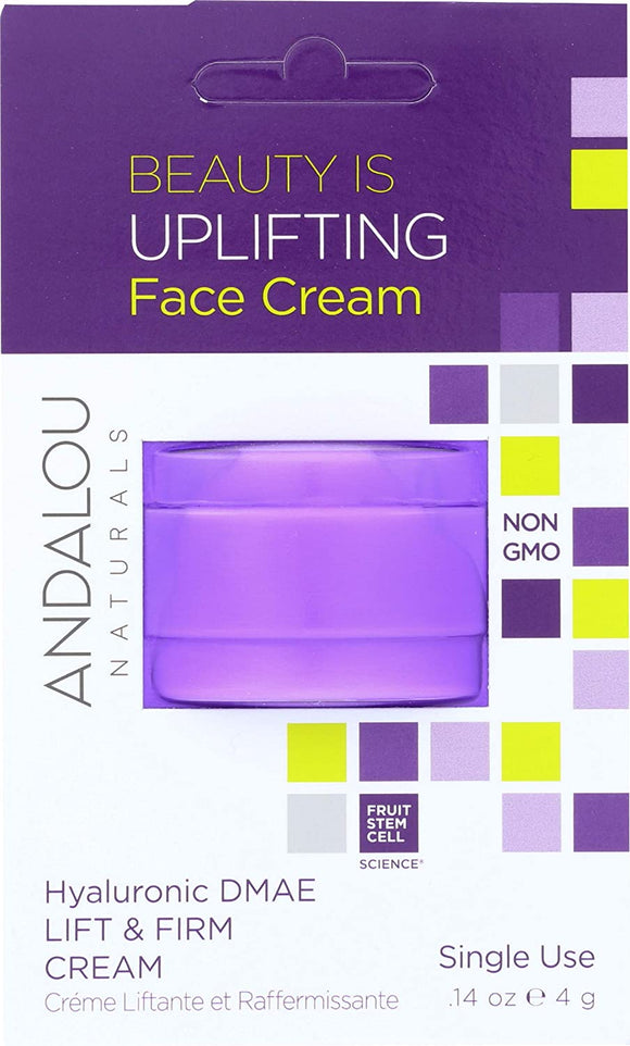 ANDALOU NATURALS, LIFT & FIRM CREAM, HYALURONIC DMAE, SINGLE USE, .14oz (4g)