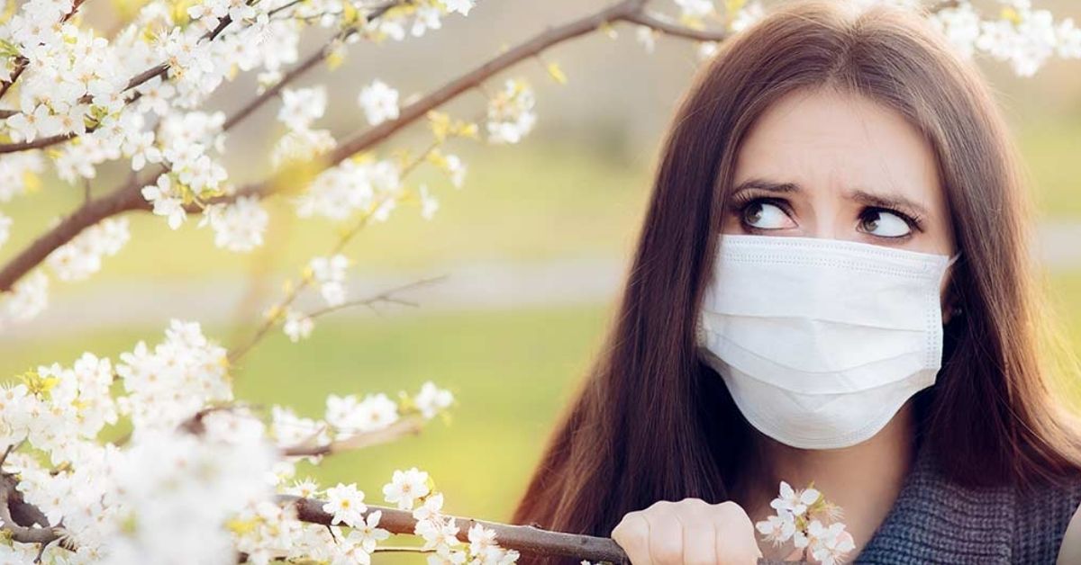 A woman hiding from her allergies.