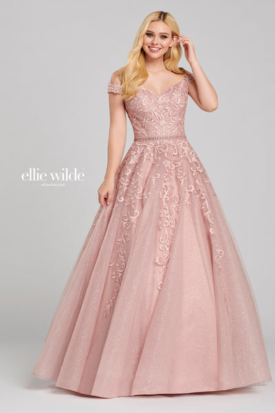 silver and pink prom dress